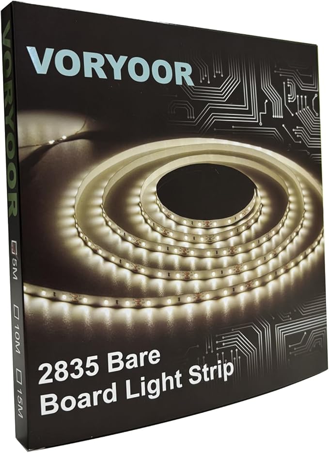 White LED Strip Lights, 16.4ft Dimmable Bright 12V LED Light Strip 8000K Pure White, 300 LEDs Flexible Tape Rope Lights