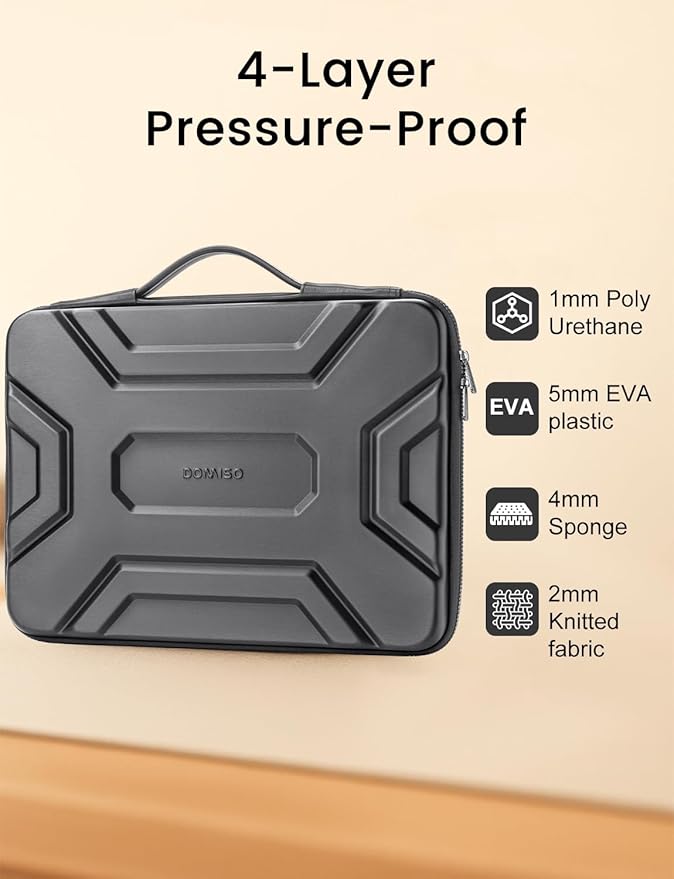 DOMISO 17 inch Laptop Sleeve with Handle, Shockproof and Waterproof EVA Protective Laptop case, Laptop Sleeves for 17.3" HP Dell Asus Laptop, Dark Grey