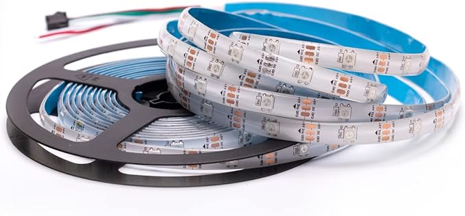 WS2812B LED Strip Individual Addressable Light SMD 30Pixels/m 5050 RGB Pixel Strip DC5V (16.4FT 150LEDS Waterproof IP65, White PCB)