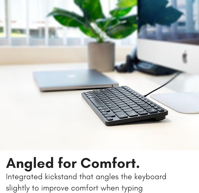 Macally Wired Keyboard for Mac with USB Hub (2X USBC / 1x USBA) - Compatible Small Apple Keyboard with 2 in 1 USB Plug - for MacBook Pro/Air, Mac mini, iMac