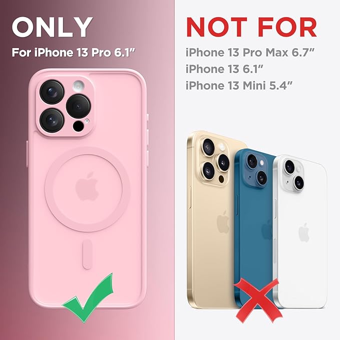 CAPRARO Magnetic for iPhone 13 Pro Case, [Compatible with MagSafe] [Full Camera Protection] Shockproof Protective Slim Translucent Matte Phone Case for iPhone 13 Pro 6.1'', Peach Pink