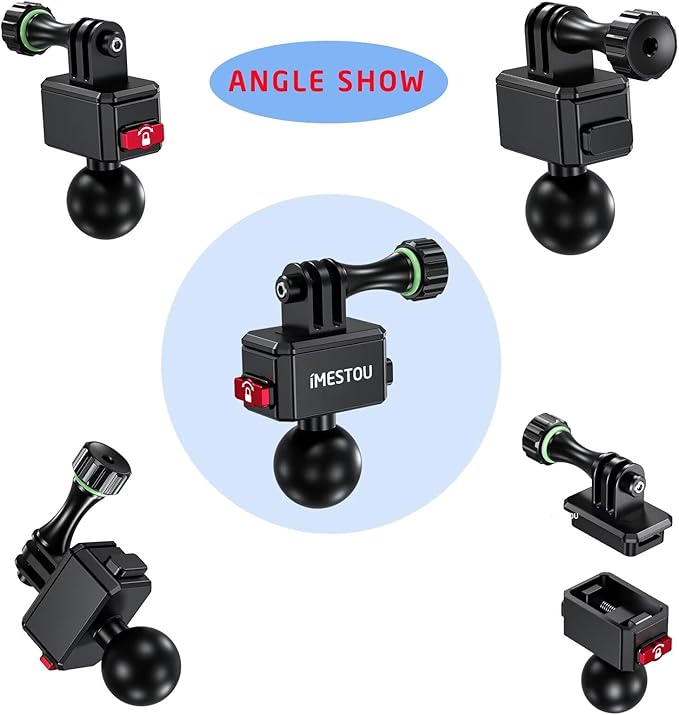 iMESTOU Action Camera Riding Mount with Three-Claw Joint for Gopro Motion Cameras, 1“ Ball Head 360° Adjustable Fits for RAM 1" Ball Bike Phone Mounts