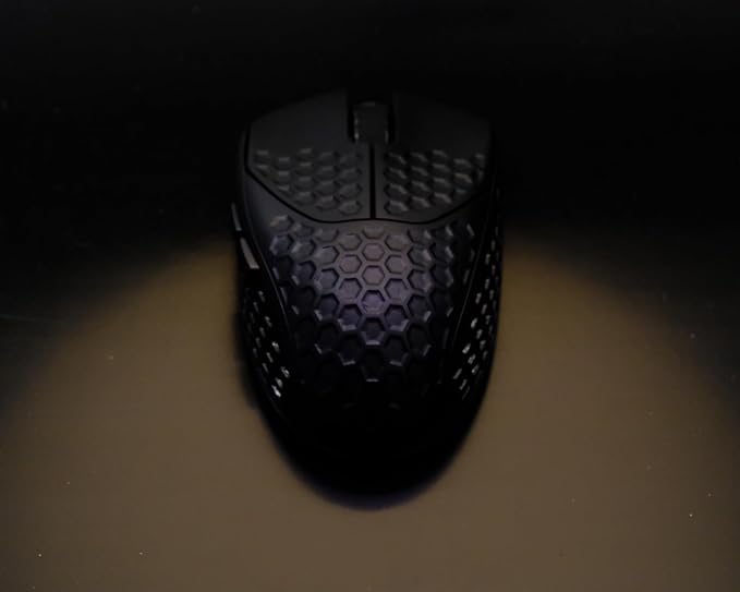 GWolves HTR Lightweight Wireless Fingertip Grip Gaming Mouse,~28Gram,8K-Report,Low Latency,PAW3395 26,000CPI,Nrf52840 CPU,6 Programmable Btns,On-Board Memory,PC/Mac and Laptop(No-Honeycomb, Black)