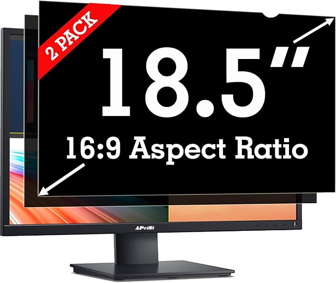 [2 Pack] 18.5 Inch Privacy Screen Filter for Widescreen 16:9 Monitor | Privacy Shield | Anti-Glare | Anti-Blue light | Anti-SPY | Eye Protection | Computer Security Private Filter Protector