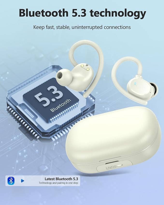 Wireless Earbuds, 2026 Bluetooth 5.3 Headphones HiFi Stereo, Bluetooth Earbuds with ENC Noise Cancelling Mic, IP7 Waterproof in Ear Earphones, 128H Dual LED Display Ear Buds for Workout Sports