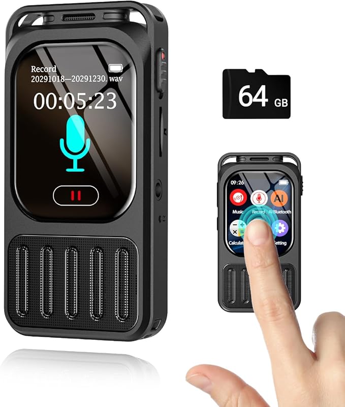Voice Recorder with Playback, Vormooi 64GB 100Hrs HD Recording Device with 2" Touchscreen, Noise Reduction, Password, MP3 for Meetings Interviews Lectures