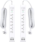 2 Pack Power Strip Surge Protector, Flat Plug Extension Cord with 4 USB Ports(2 USB-C) 6 AC Outlets, USB Charging Station, Wall Mountable for Home, Office, Dorm Essentials, 1080J, ETL Listed