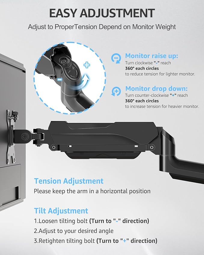 MOUNTUP Triple Monitor Stand Mount - 3 Monitors Desk Mount for Computer Screens Up to 27 inch, Triple Monitor Arm, Heavy Duty Monitors Stand, Each Arm Holds 4.4-19.8 lbs, Black