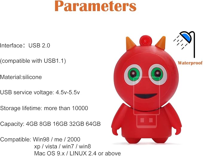 4 x 32GB Halloween Pumpkin Mosnsters USB Flash Drive Computer Memory Stick USB 2.0 Pendrive for Students