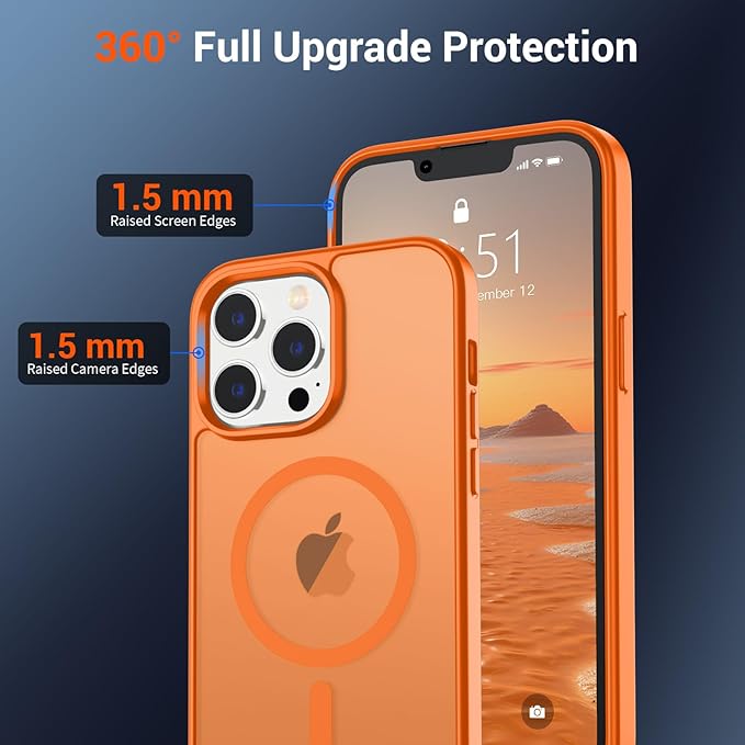 SUPFINE Magnetic for iPhone 13 Pro Max Case (Compatible with MagSafe) (Military Grade Drop Protection) Translucent Matte Shockproof Phone Cover,Starry Orange