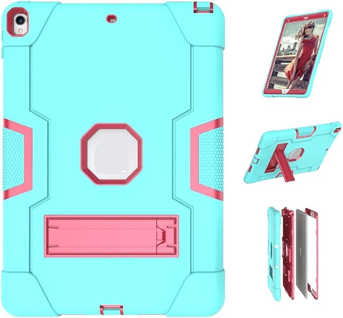 3 in 1 Hybrid Case for iPad Air 3 10.5" & iPad Pro 10.5" - Heavy Duty Rugged Stand, Shockproof, Anti-Slip & Scratch, Green/Red