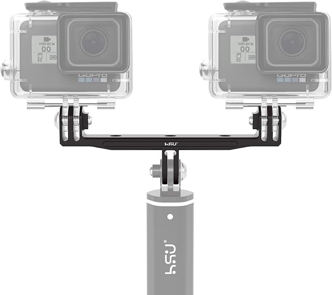 HSU Aluminum Dual Twin Mount Adapter (Extension) for GoPro Hero 13/12/11/10/9/8/7/6/5/4 DJI Osmo Action AKASO Campark and Other Action Cameras