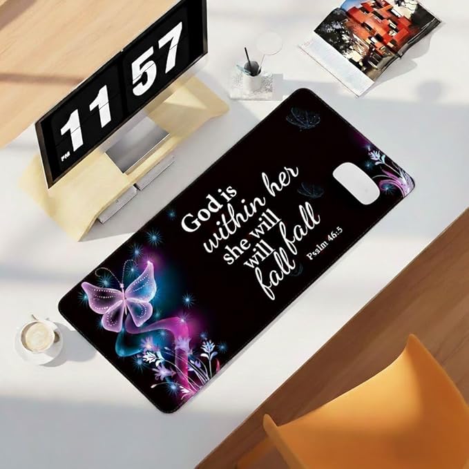 Desk Mat,Large Mouse Pad 35''×15.6'' XXL Extended Mouse Pad Mat Desk Pad with Non-Slip Base Mousepad for Computer,Office,Keyboard and Laptop -Butterflies