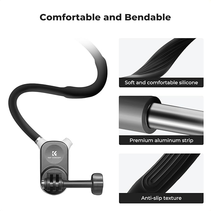 K&F Concept Magnetic Neck Mount for GoPro Hero 13/12/11/10/9 Black, DJI Osmo Action 3/4/5 Pro, Neck POV Vlog Selfie Hand Free Neck Holder Chest Stand Video Recording for DJI Osmo Pocket 3