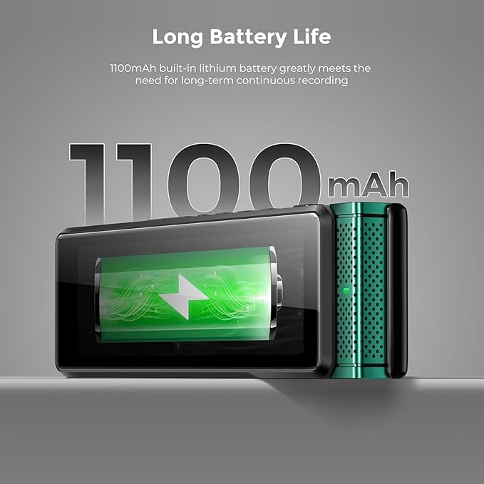 136GB Digital Voice Recorder with Playback, Innioasis R1 Full Touchscreen Voice Recorder with Bluetooth, Voice Activated Sound Audio Recorder Device with Mic (Green)