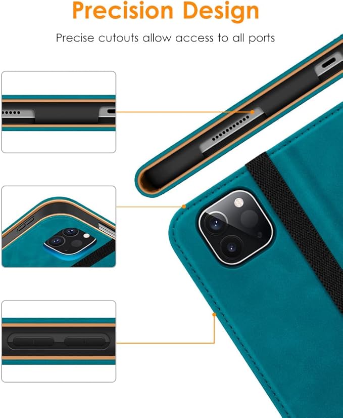 DTTO Case for iPad Pro 11 Inch 4th / 3rd / 2nd / 1st Generation 2022/2021/2020/2018,Premium PU Leather Folio Stand Cover with Hand Strap, Auto Wake/Sleep,Multiple Viewing Angles, Light Blue