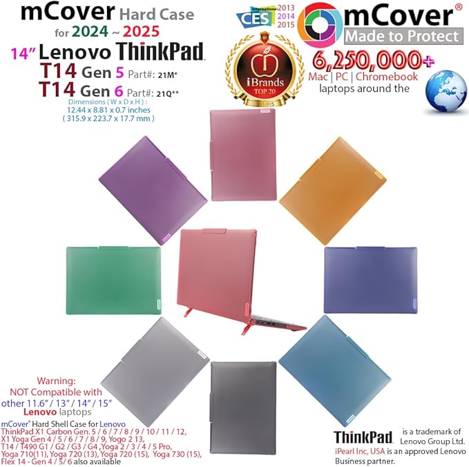 mCover Hard Case ONLY Compatible for 2024-2025 14" Lenovo ThinkPad T14 Gen 5 / Gen 6 Windows Notebook PC (with 180° Hinge, NOT Fitting Any Other Lenovo Models)- Blue
