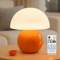 Remote Control Mushroom Lamp with Timer – 3-Color Dimmable Bedside Light, Ceramic Base & Glass Shade, Modern Decorative Night Lamp for Bedroom, Living Room, and Home Office (Sunset Orange)