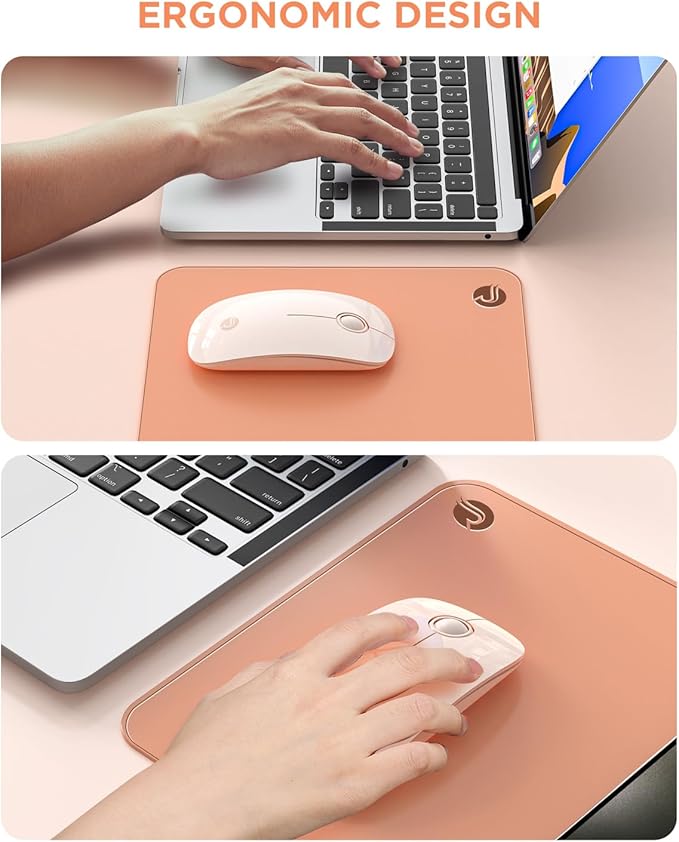 RAPIQUE Bluetooth Wireless Mouse - (BT5.1+USB) Slim Dual Mode Computer Mice with Quiet Click, Low Power, and 1600 DPI, Portable Cordless Mouse for MacBook, Laptop, iPad Pro/Air, Tablet (Pink)