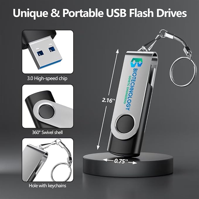 Custom USB 3.0 Personalized Flash Drive 32GB, 25Pcs High-Speed Memory Sticks with Printed Logo/Text, Bulk Promotional Thumb Drives for Company AD/Education/Wedding/Corporate Events