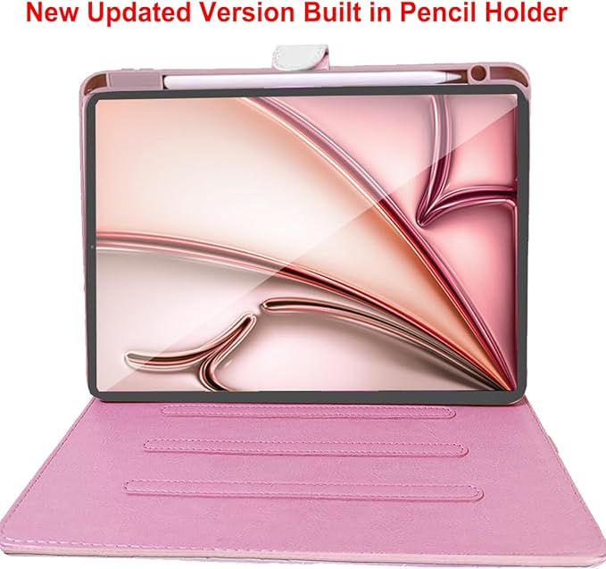 Changjia for iPad Air 11 Inch Case M4 (2026)/M3 (2025)/M2 (2024), iPad Air 5th/4th Gen 10.9" (2022/2020) with Pencil Holder,Girly Cute Crown Diamond Elegant Auto Sleep/Wake Stand Protective Case,White