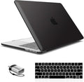 IBENZER Compatible with MacBook Pro 15 Inch Case 2019 2018 2017 2016 A1990 A1707, Hard Shell Case with Keyboard Cover & Type C Adapter for Mac Pro 15 Touch Bar, Black, T15BK+1TC A