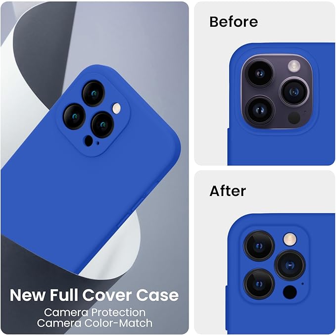 FireNova Designed for iPhone 14 Pro Max Case, Silicone Upgraded [Camera Protection] Case, Soft Anti-Scratch Microfiber Lining Inside, 6.7 inch, Klein Blue