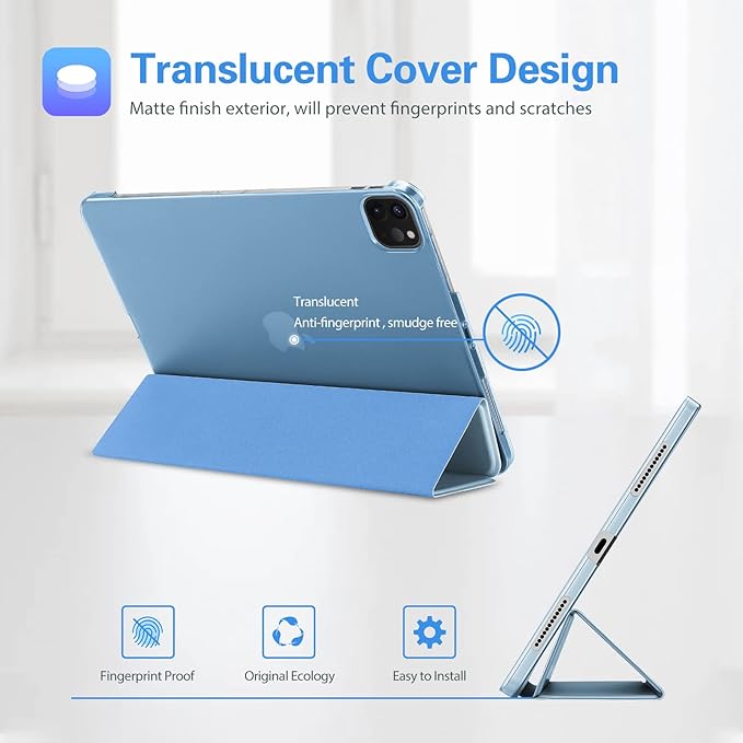 ProCase Smart Case for iPad Pro 12.9 2022/2021/2020/2018, Slim Stand Hard Back Shell Smart Cover for iPad Pro 12.9" 6th Gen/5th Gen/4th Gen/3rd Gen -SkyBlue