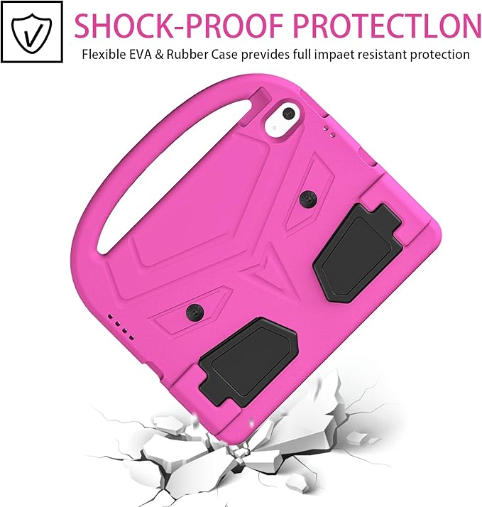 Dteck for iPad 10th Generation Case Kids 10.9 Inch 2022, Durable Lightweight Shockproof Protective Handle Stand EVA Foam Boys Girls Kids Proof Case for iPad 10th Generation 10.9 Inch 2022,Pink