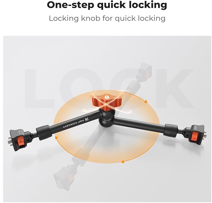K&F CONCEPT 11" Magic Arm Clamp with Super Clamp ARRI 1/4" & 3/8" Thread Screw, 360° Ball Heads Arm with Clamp Mount for Monitor, LED Light, Webcam, Action Camera