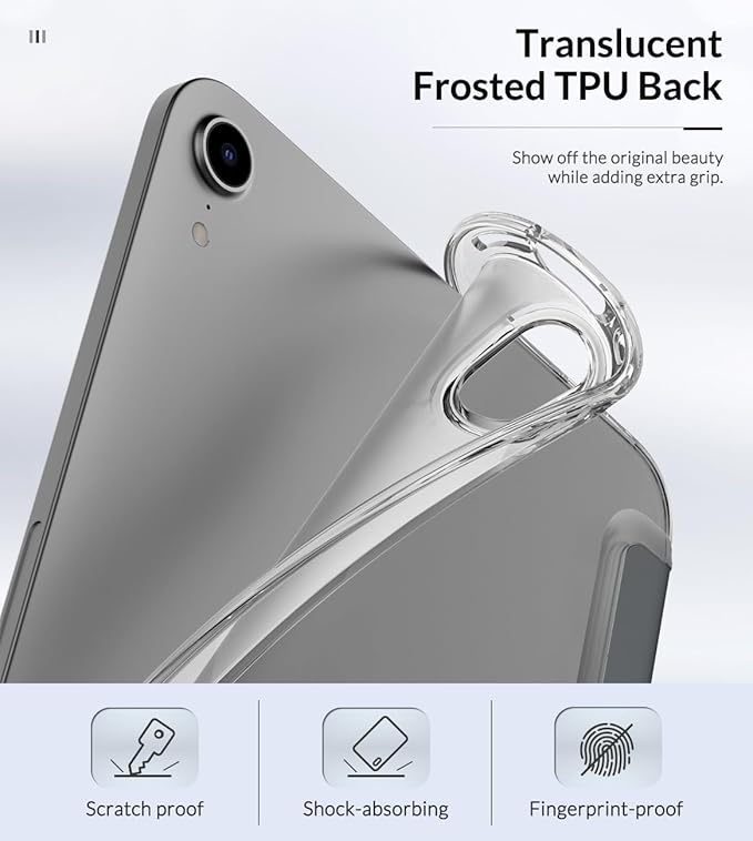 MoKo Case Fit New iPad mini 7 (A17 Pro) 2024, iPad mini 6th Generation Case 2021 (8.3-inch), iPad mini 6 Case, Soft TPU Translucent Frosted Back Cover Case for iPad mini 7th, Space Gray