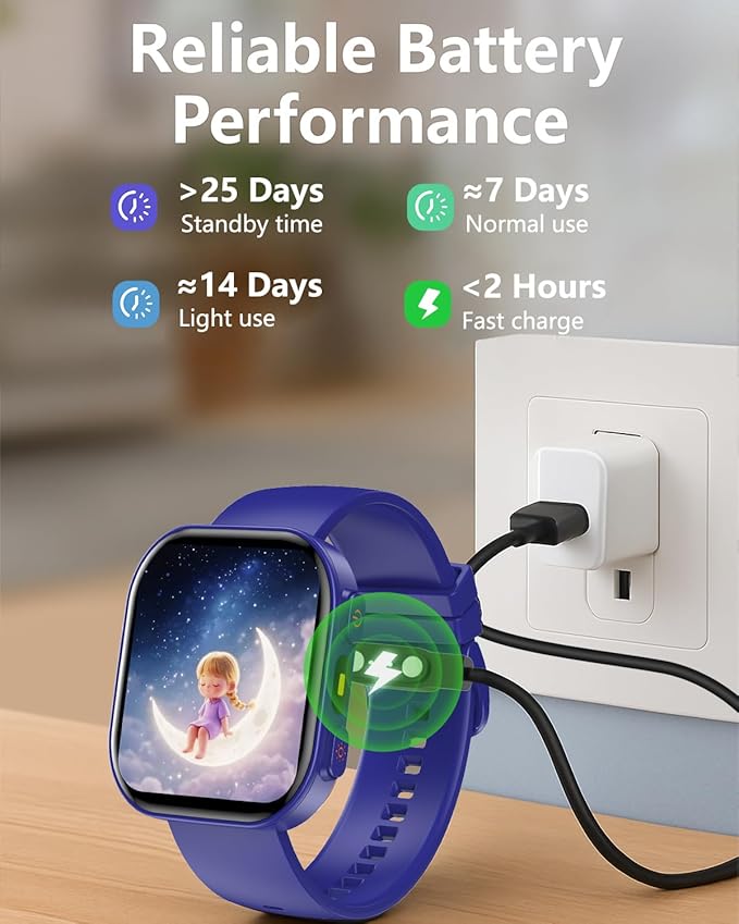 MorePro Smart Watch for Kids No App No Phone Required, Fitness Tracker Watch for Kids with Heart Rate, Blood Oxygen, Sleep Monitor, Pedometer, Puzzle Games, Music, Audio Stories for Boys Girls 4-12
