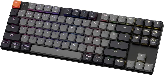 Keychron K1 Version 6 QMK Low Profile Mechanical Keyboard TKL, Bluetooth 5.2 Wireless/Wired Connection Programmable Keys, RGB Backlit with Shine-Through Keycaps for Mac Windows Linux