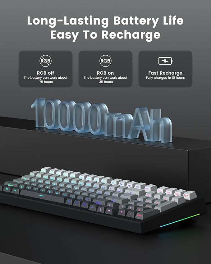 X98 Wireless Mechanical Keyboard, RGB Backlit Custom Gaming Keyboard with Number Pad, BT5.0/2.4GHz/USB-C, Gasket Structure, Hot Swappable Pre-lubed Linear Switch, Side Printed PBT Keycaps
