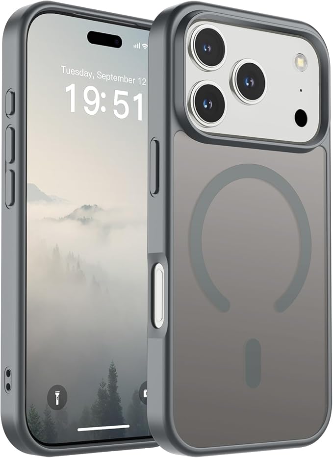 SUPFINE Magnetic for iPhone 17 Pro Case (Compatible with MagSafe)(Military Grade Drop Protection) Translucent Matte Shockproof with Anti-Fingerprint Phone Cover,Gray