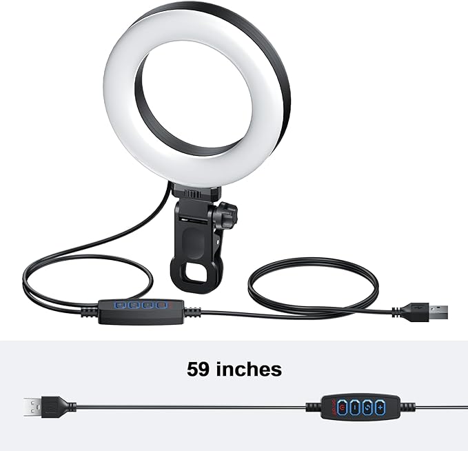Ring Light Clip on Laptop Monitor, Webcam Light 10 Brightness Level Video Conference Lighting for Remote Working/Zoom Calls/Self Broadcasting/Live Streaming/Video Recording/TikTok