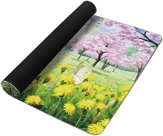 Spring Garden Extended Gaming Mouse Pad Large Desk Mat with Non-Slip Rubber Base and Stitched Edges,Keyboard Mouse Mat Desk Pad for Work,Game,Office,Home 35.4 * 15.7 Inch