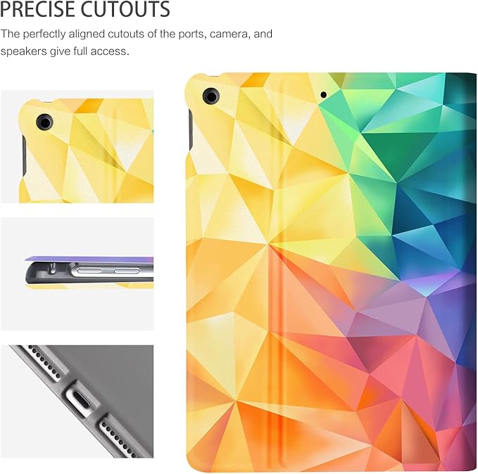 iPad 9th Generation Case, iPad 8th/7th Generation Case, iPad Case 9th Generation,iPad 10.2 Case Multi-Angle Adjust Stand Auto WakeSleep,Gradient Triangle