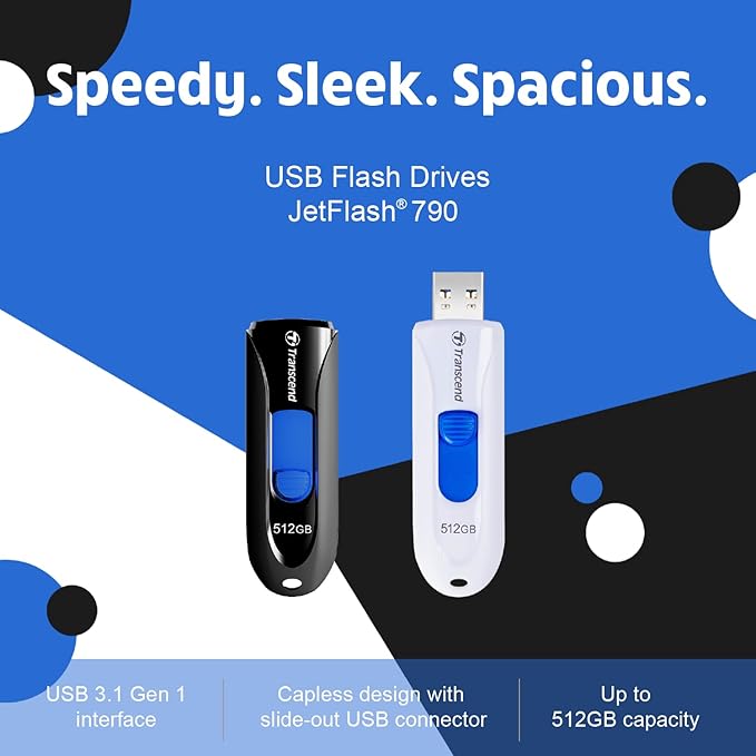 Transcend 64GB JetFlash 790 USB 3.0 Flash Drive (TS64GJF790W)