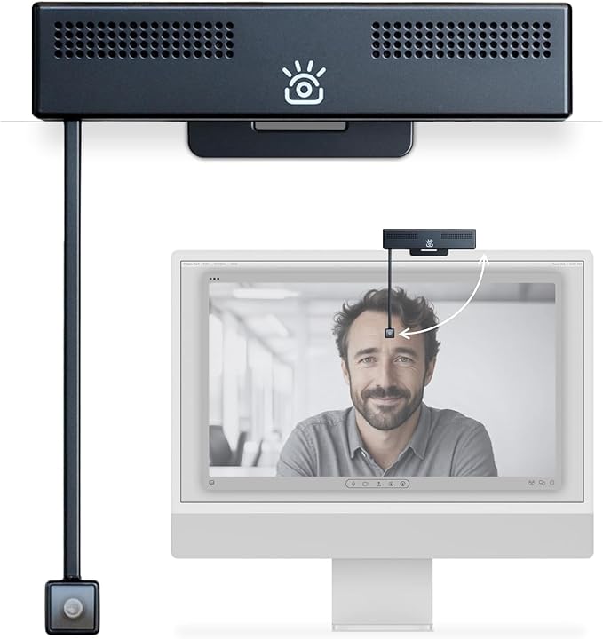 iContact Camera Pro 4K HD Webcam with Eye Contact, Noise Cancelling Mic, Plug and Play USB for Mac & PC Zoom Certified, Works with Teams, Meet, Streaming, and Video Calls (4K Webcam Pro)