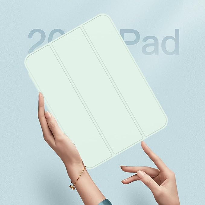 iMieet iPad mini 7 Case 2024 (A17 Pro), iPad mini 6 Case (8.3-Inch,2021 Model), iPad mini 7th/6th Generation Case with Pencil Holder, Trifold Stand Smart Case with Soft TPU Back,Pale Green