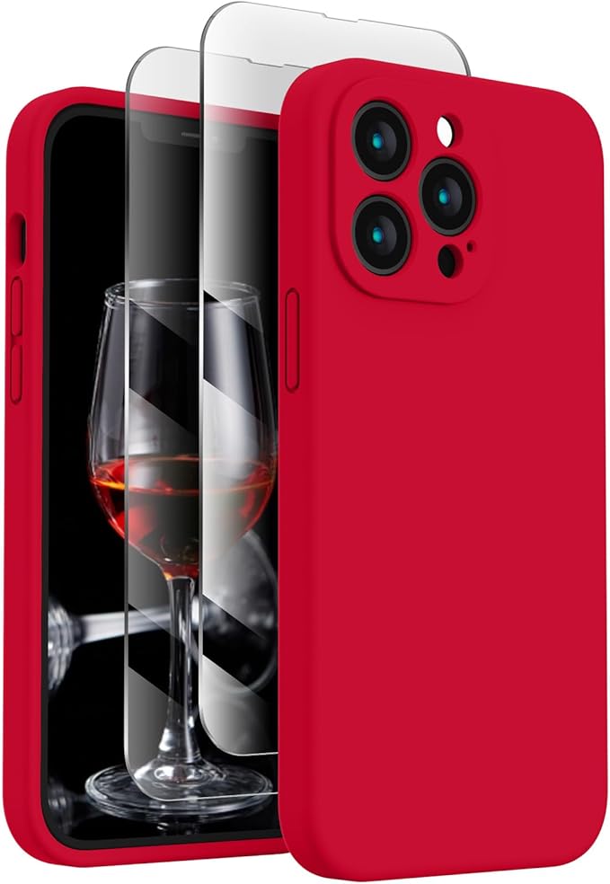 FireNova Designed for iPhone 13 Pro Max Case, Silicone [Camera Protection] Phone Case, Soft Anti-Scratch Microfiber Lining Inside, 6.7 inch, Deep Red