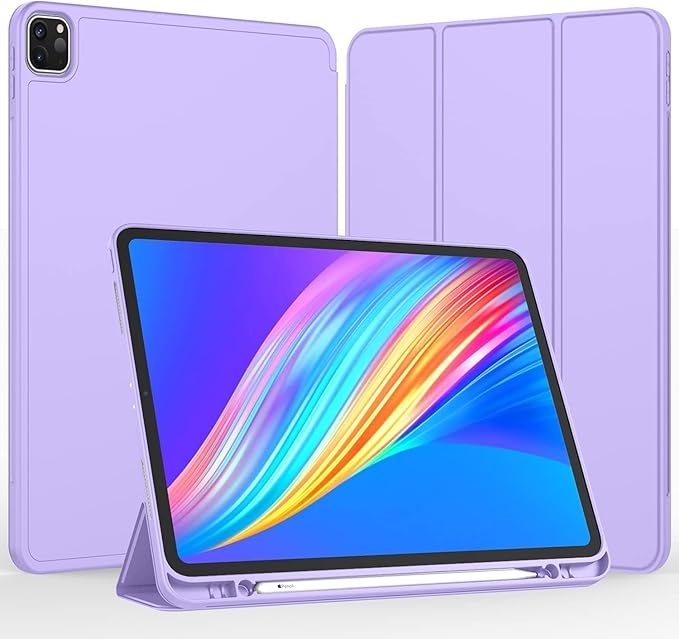 iMieet iPad Pro 13 Inch Case (M5/M4) 2025/2024 with Pencil Holder, Trifold Stand Smart Case with Soft TPU Back, Auto Wake/Sleep (Clove Purple)