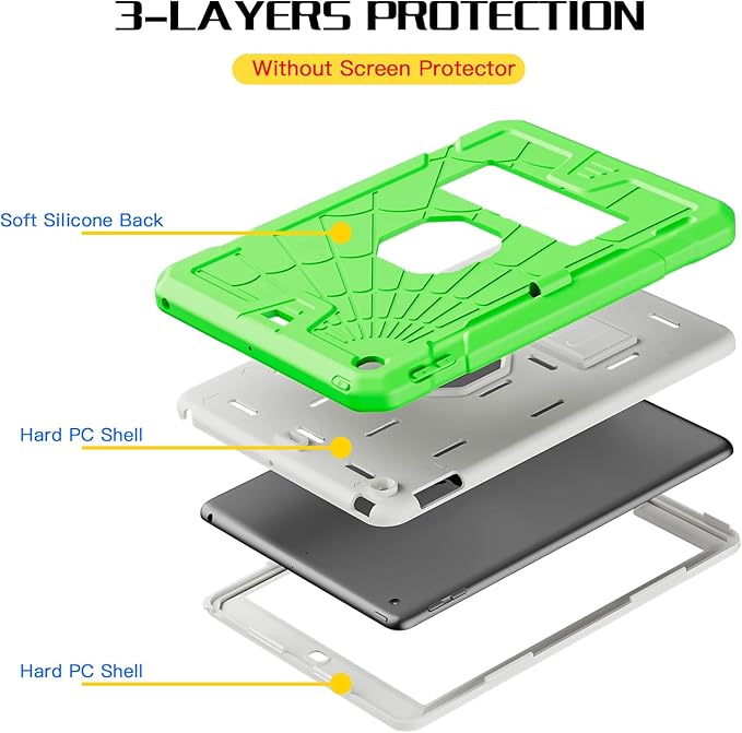 SIBEITU iPad 9.7 Case with Pencil Holder 2018/2017 | iPad 6th Generation Cases with Stand | iPad 5th Generation Case for Kids | Slim Shockproof Protective Case for iPad 9.7 inch 5th/6th Gen Green