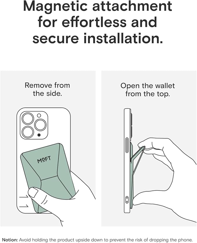 MOFT Magnetic Wallet Stand Compatible with iPhone 17/16/15/14/13/12 Series, Angle Adjustment & Magsafe Compatible MOVAS Phone Stand,Seafoam
