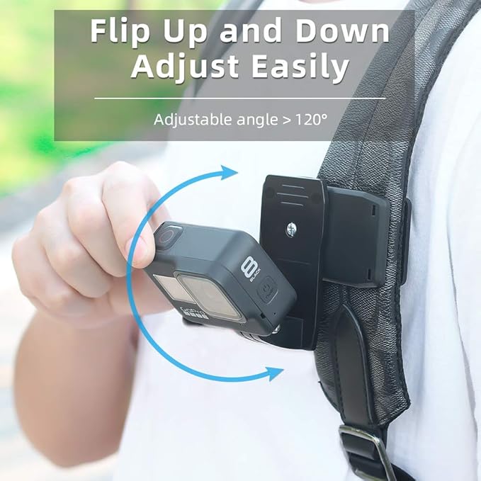 Backpack Strap Mount Quick Clip Mount Compatible with Gopro Hero 13/12/11/10/9/8/7/6(2018)/5 Black,DJI Osmo Action 5 pro/4/3/2 and More