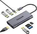 USB C Hub, QGeeM USB 4k to HDMI Adapter, 7 in 1 USB-C Dongle with 100W PD,USB 3.0, Card Reader, Compatible for MacBook iPhone 15/17 Ipad Pro max,Chromebook Laptop USB Type C Dock-Grey