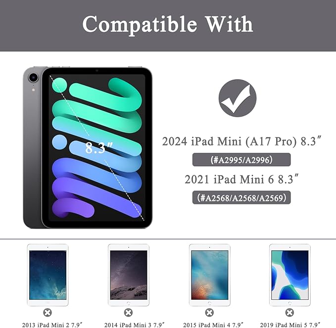 Supveco Case for iPad mini 7 (A17 Pro) 2024/iPad Mini 6 2021 8.3 Inch with Pencil Holder-[Auto Wake/Sleep],Slim Protective Case with Soft TPU Back Cover for iPad mini 7th/6th Generation(Teal)