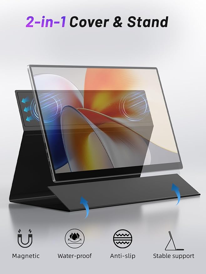 Portable Monitor Touchscreen 15.6" 4K UHD 3840X2160 100000:1 OLED 10-Point Touch Screen Laptop Monitor, with Protective Case, HDMI USB C Travel Monitor for Phones, PS5/4, Xbox, Switch