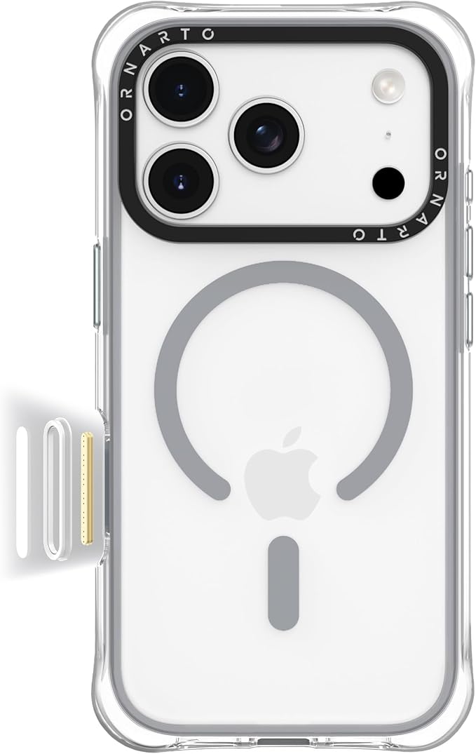 ORNARTO Air Case for iPhone 17 Pro Clear | Military-Grade Drop Protection | Camera Control Button | Compatible with MagSafe | Built-in Air Phone Cover - Gray